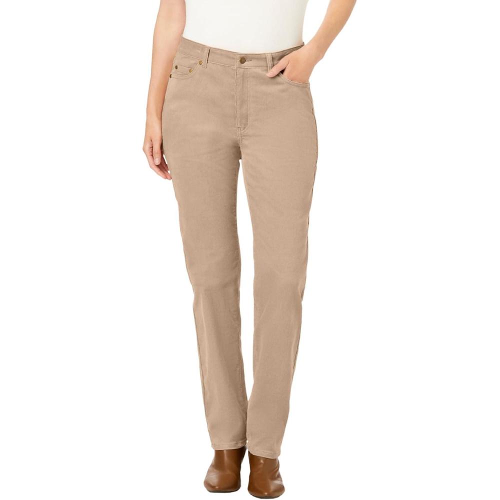 image:imageWoman Within Plus Size Corduroy Straight Leg JeansNew Khaki