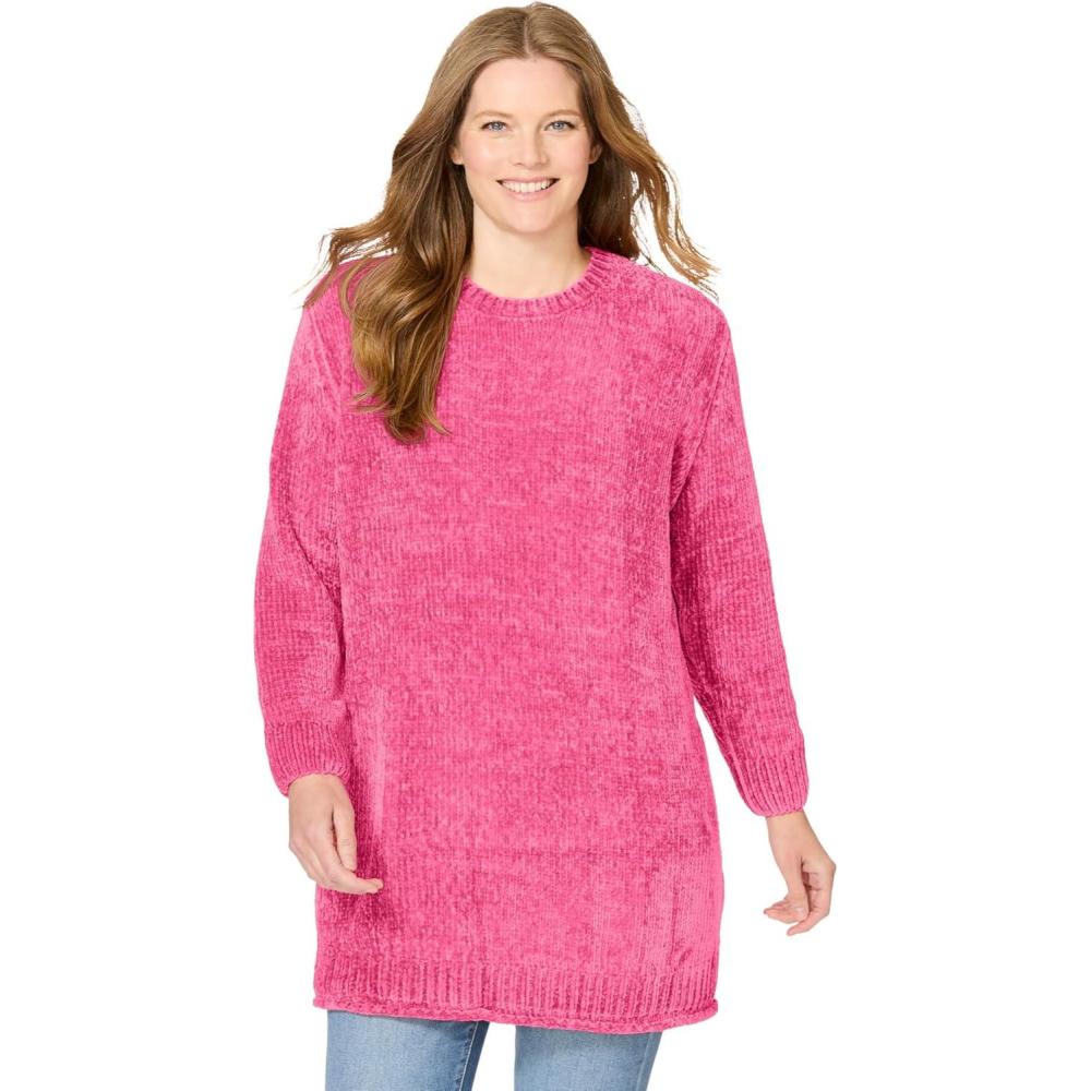 image:imageWoman Within Plus Size Crewneck Chenille SweaterPeony Petal