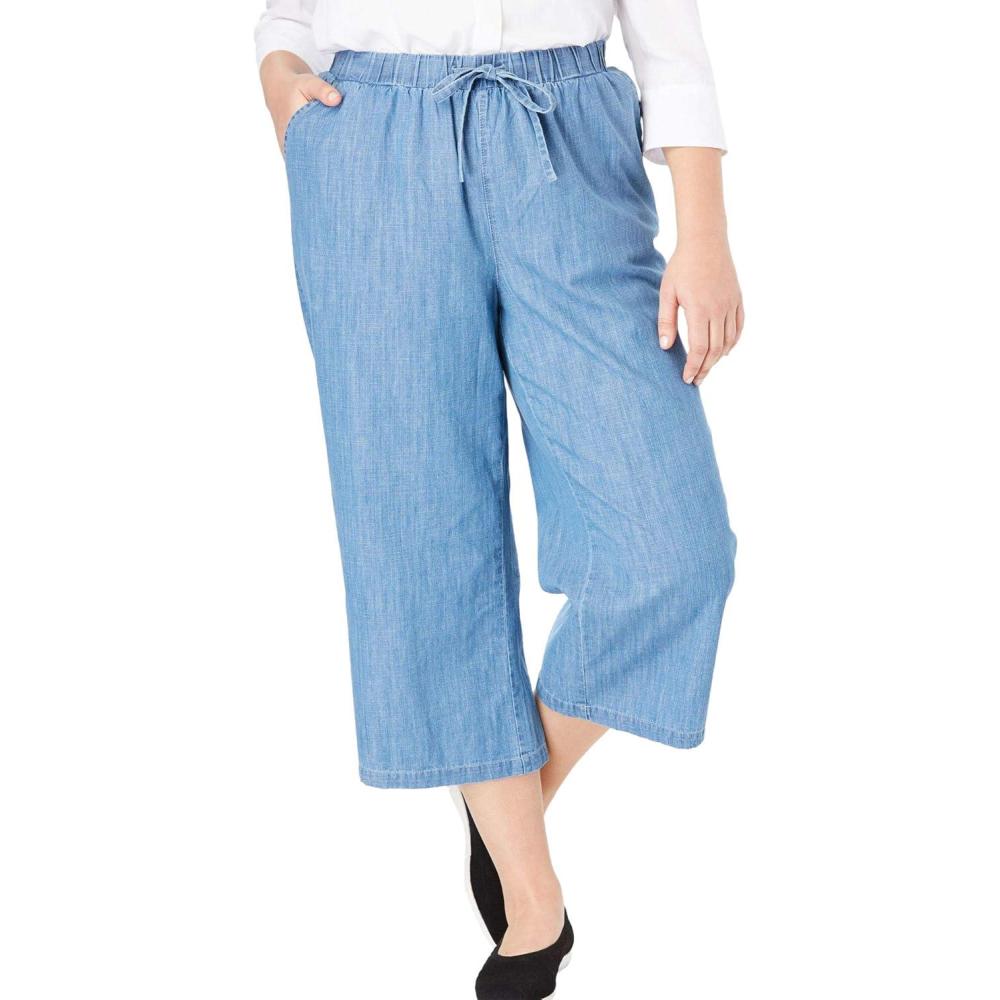 image:imageWoman Within Plus Size Drawstring Denim CapriLight Wash