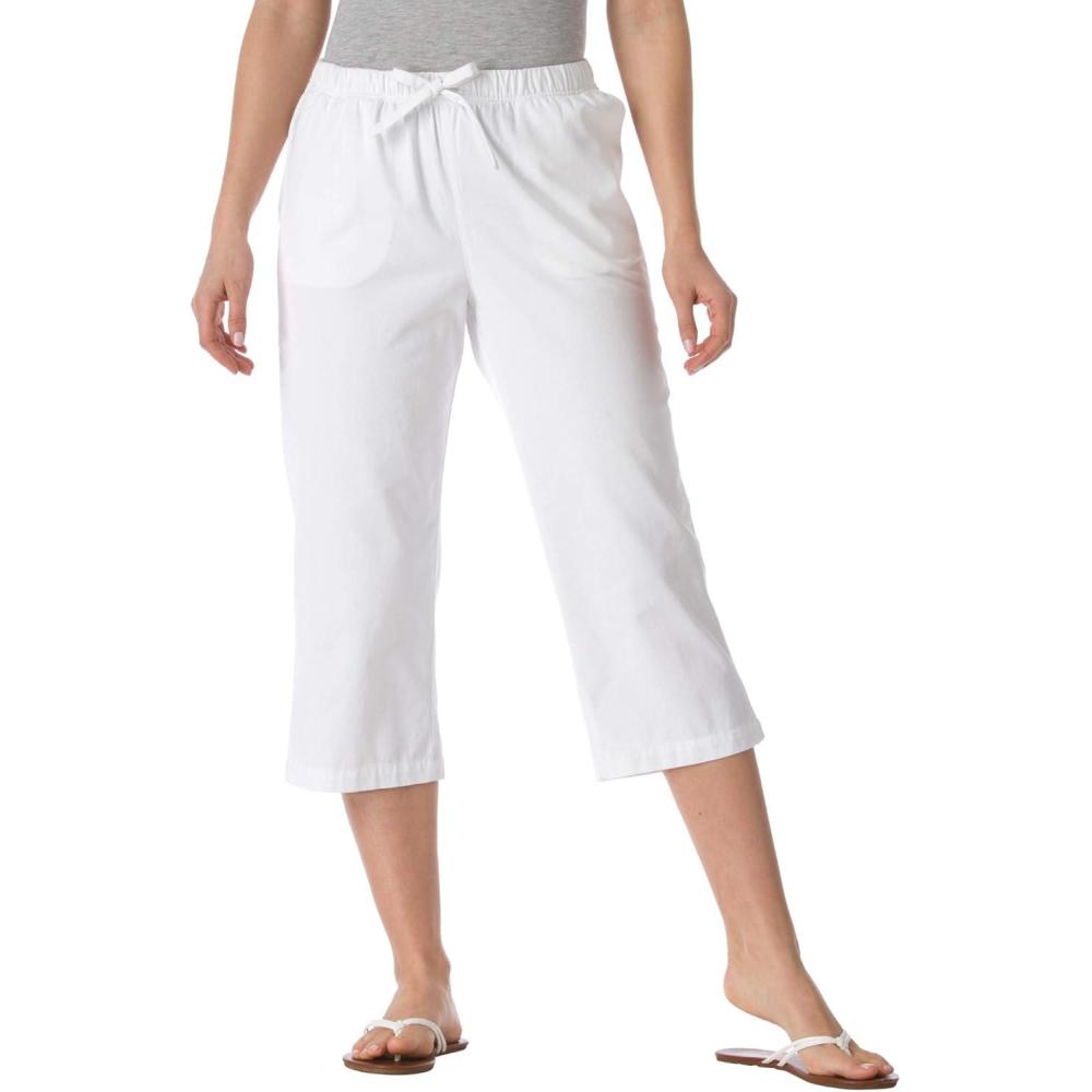 image:imageWoman Within Plus Size Drawstring Denim CapriWhite