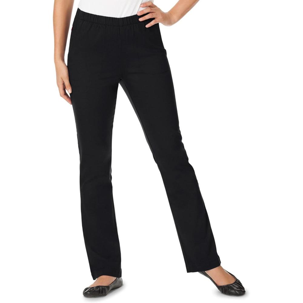 image:imageWoman Within Plus Size Fineline Stretch Denim PullOn Bootcut JeansBlack