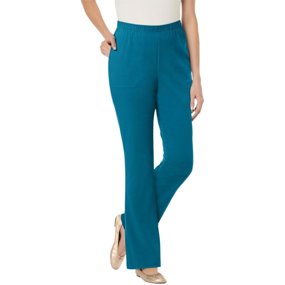image:imageWoman Within Plus Size Fineline Stretch Denim PullOn Bootcut JeansDeep Teal