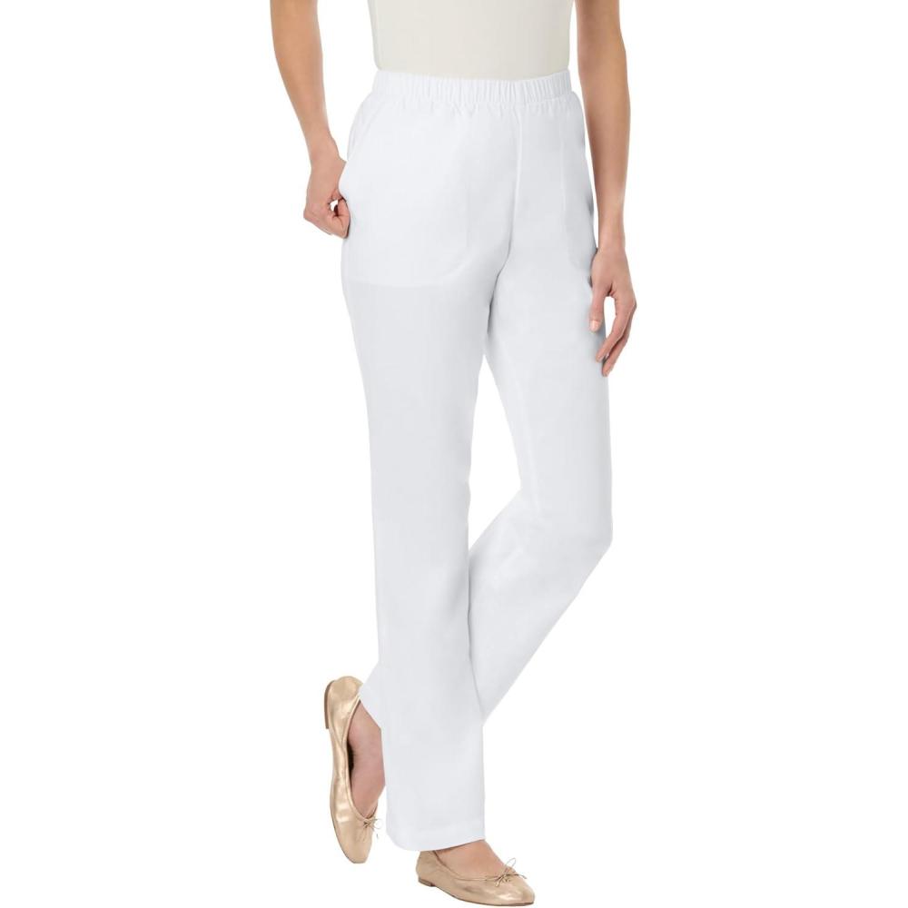 image:imageWoman Within Plus Size Fineline Stretch Denim PullOn Bootcut JeansWhite
