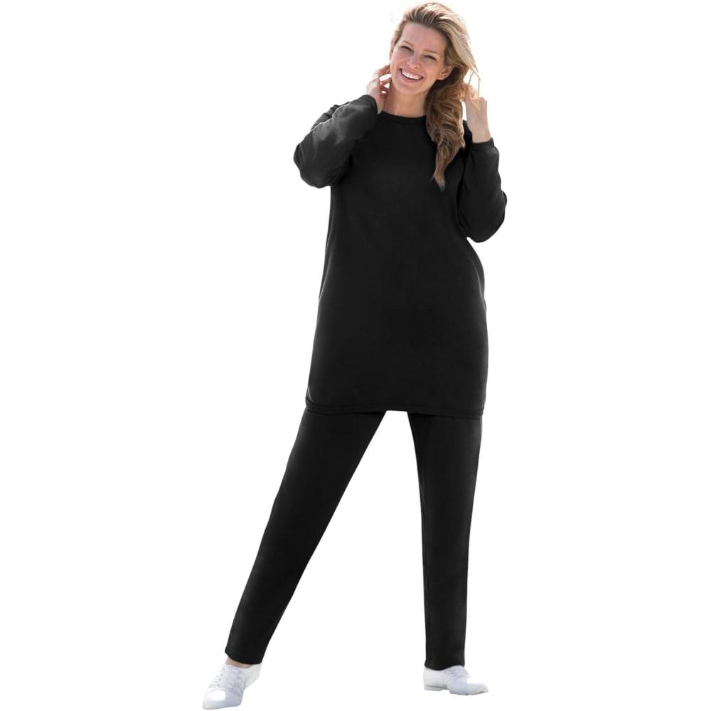 image:imageWoman Within Plus Size Fleece Sweatshirt SetBlack