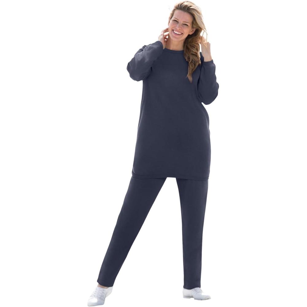 image:imageWoman Within Plus Size Fleece Sweatshirt SetNavy
