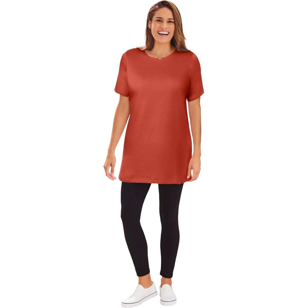 image:imageWoman Within Plus Size Perfect Crewneck TunicBurnt Red