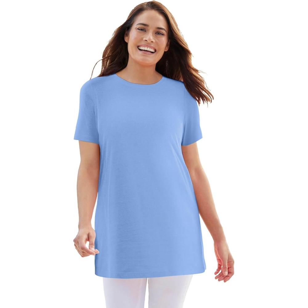 image:imageWoman Within Plus Size Perfect Crewneck TunicFrench Blue