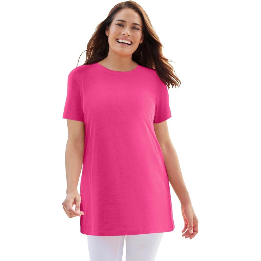 image:imageWoman Within Plus Size Perfect Crewneck TunicRaspberry Sorbet
