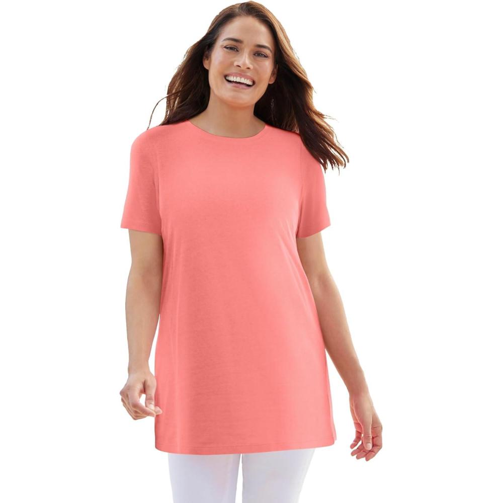 image:imageWoman Within Plus Size Perfect Crewneck TunicSweet Coral