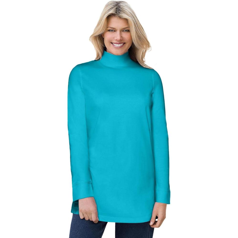 image:imageWoman Within Plus Size Perfect Mockneck TunicPretty Turquoise