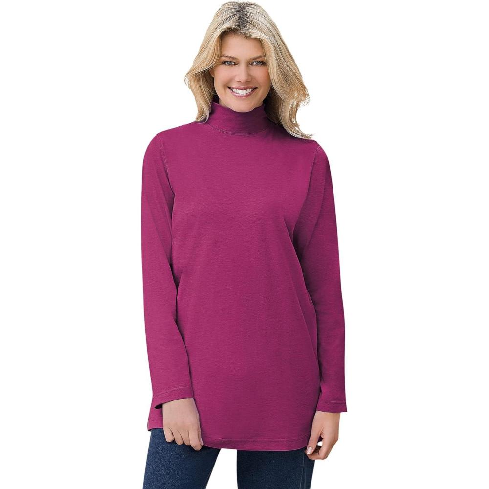 image:imageWoman Within Plus Size Perfect Mockneck TunicRaspberry