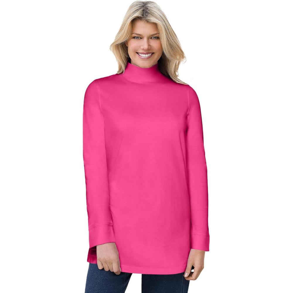 image:imageWoman Within Plus Size Perfect Mockneck TunicRaspberry Sorbet