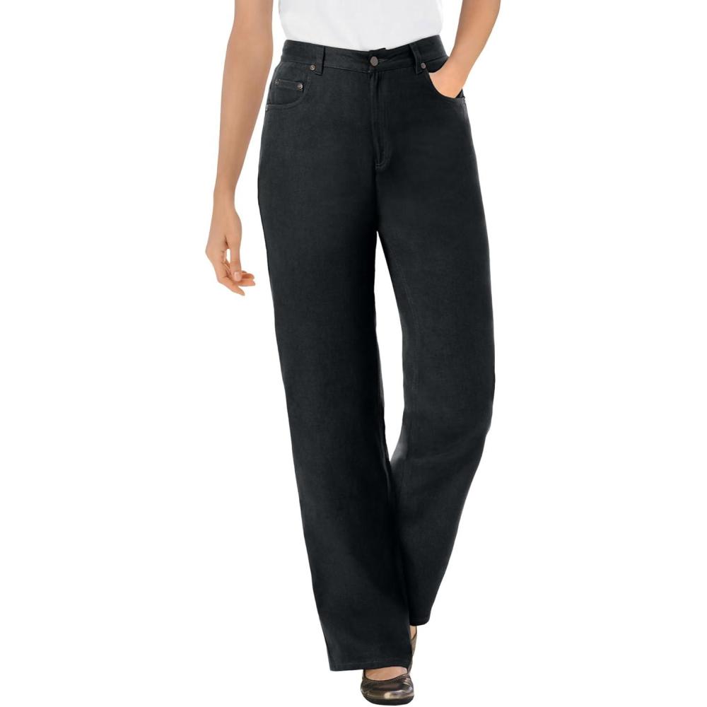 image:imageWoman Within Plus Size Perfect Relaxed AllCotton Denim FivePocket JeansBlack
