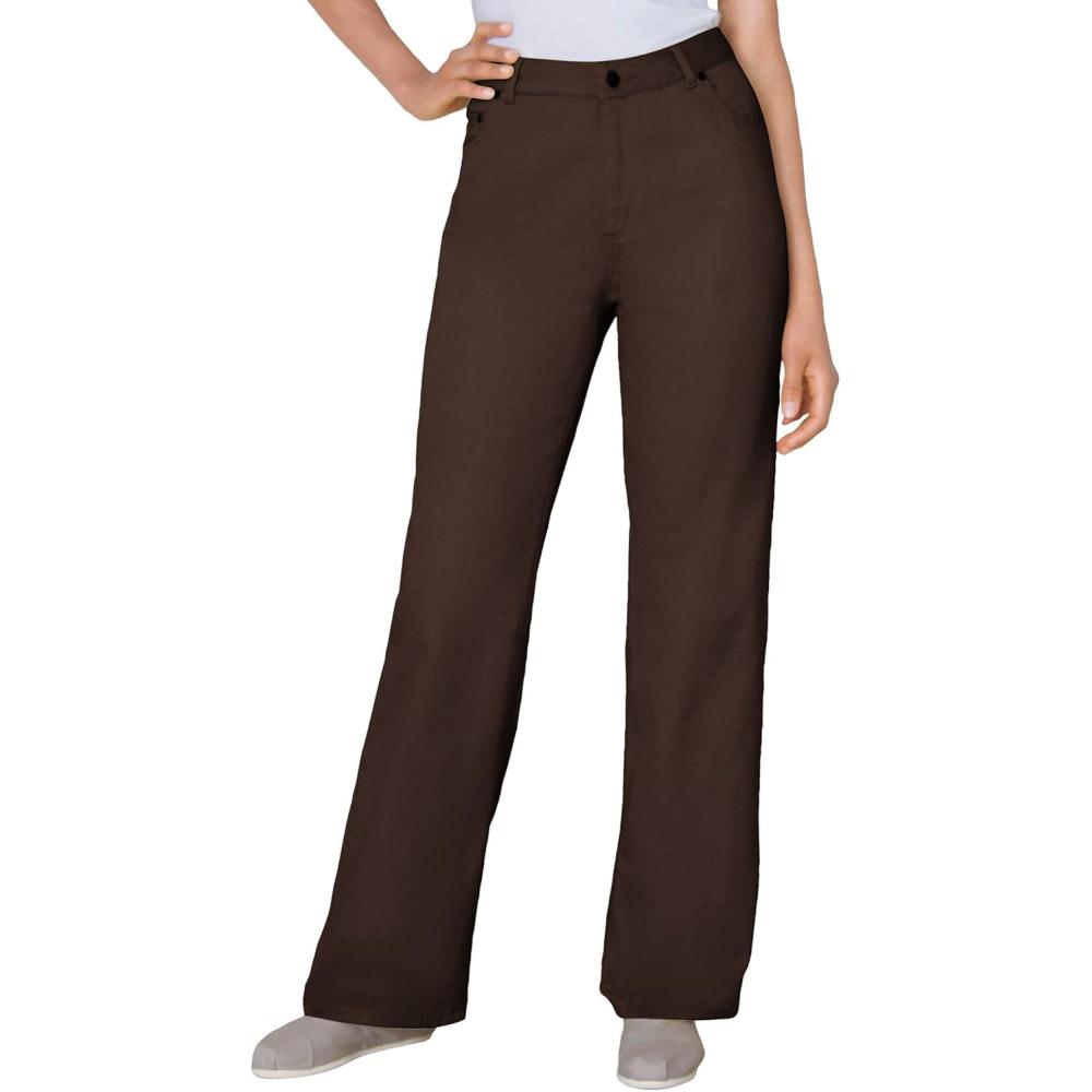 image:imageWoman Within Plus Size Perfect Relaxed AllCotton Denim FivePocket JeansChocolate