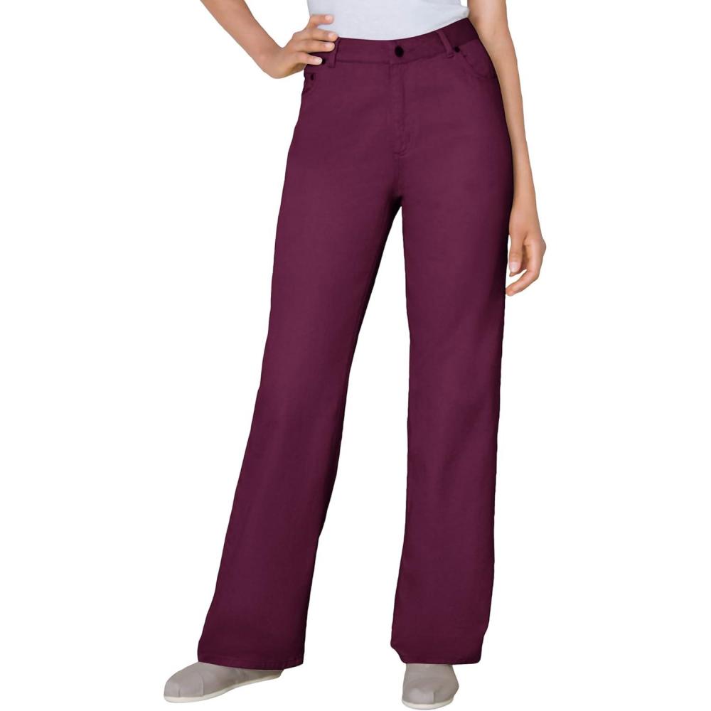 image:imageWoman Within Plus Size Perfect Relaxed AllCotton Denim FivePocket JeansDeep Claret