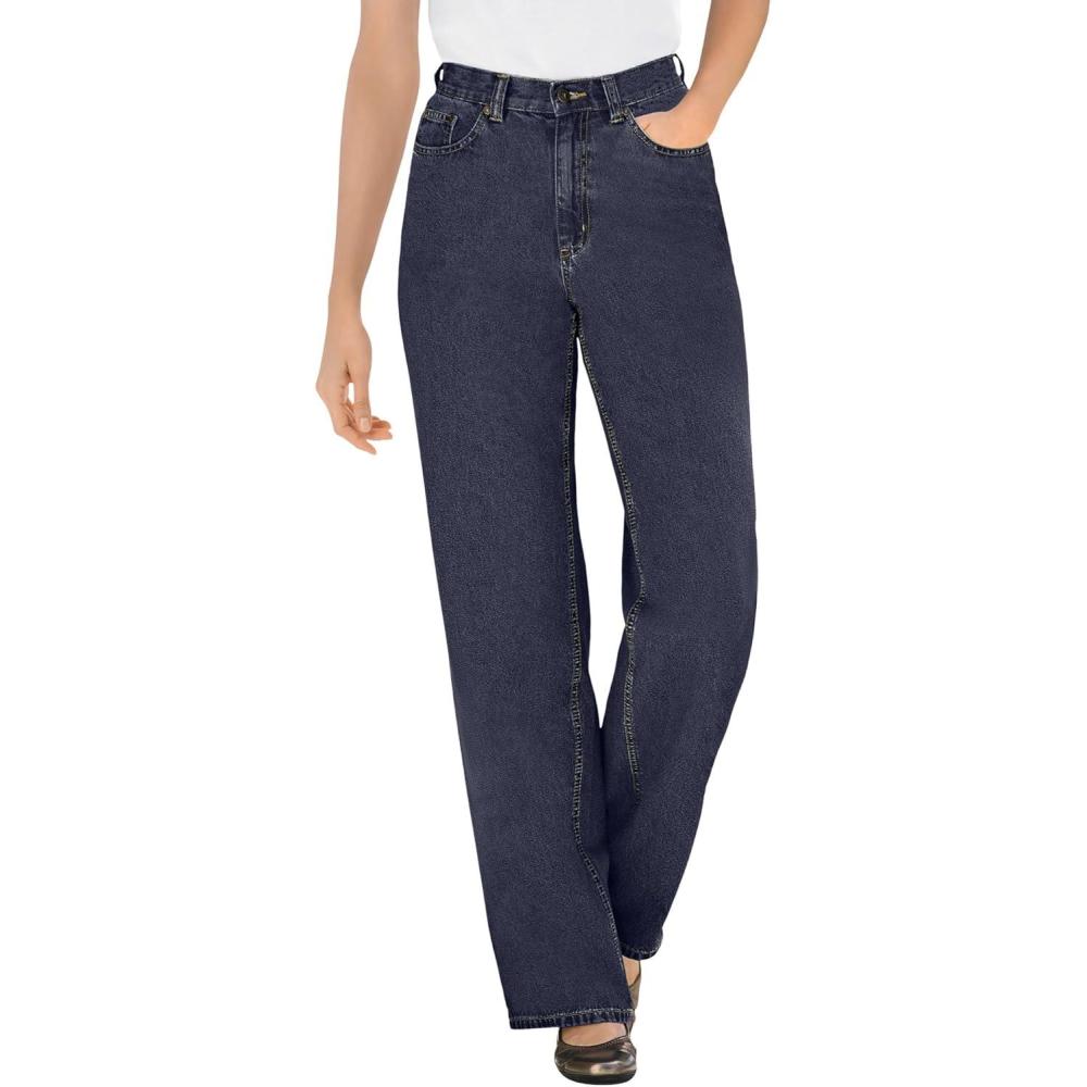 image:imageWoman Within Plus Size Perfect Relaxed AllCotton Denim FivePocket JeansIndigo
