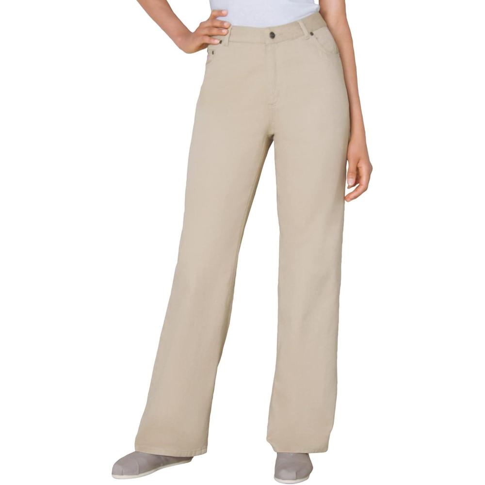 image:imageWoman Within Plus Size Perfect Relaxed AllCotton Denim FivePocket JeansNatural Khaki