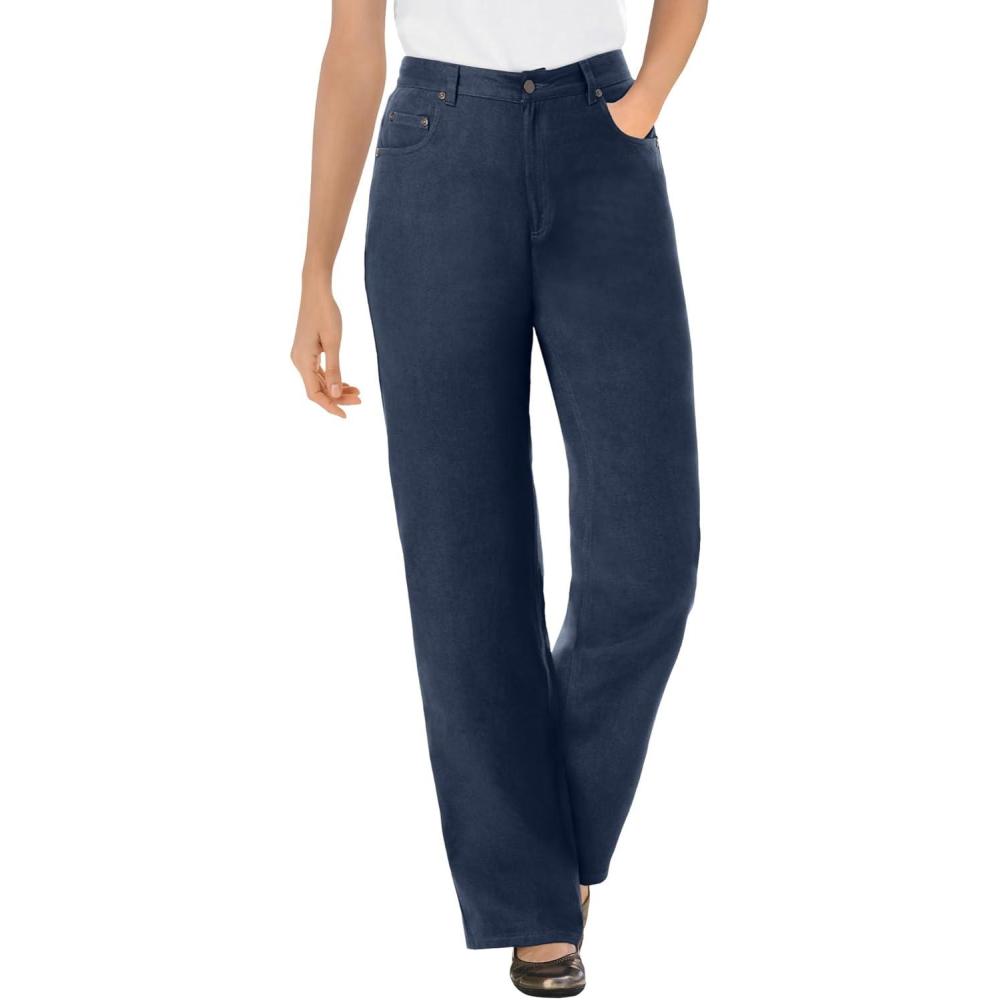 image:imageWoman Within Plus Size Perfect Relaxed AllCotton Denim FivePocket JeansNavy
