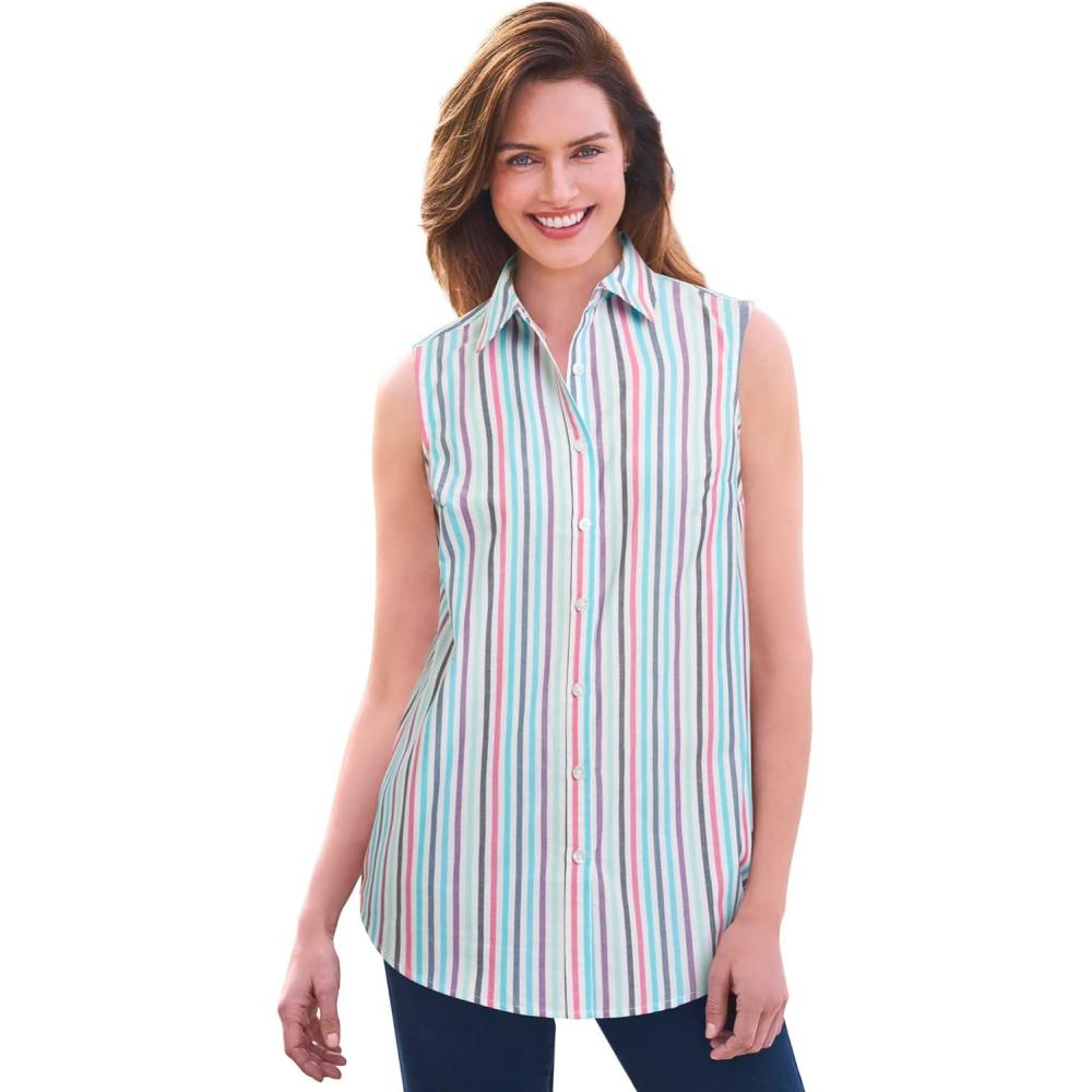 image:imageWoman Within Plus Size Perfect Sleeveless ShirtMulti Stripe
