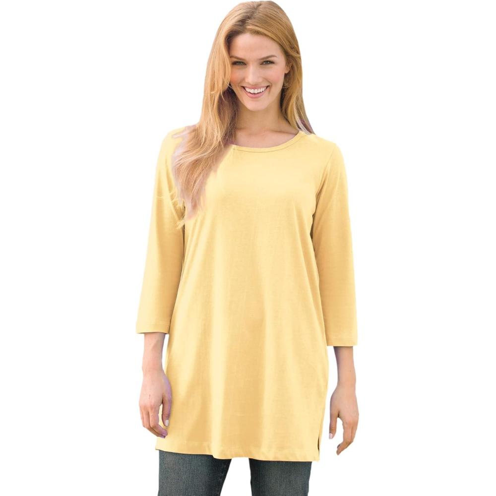 image:imageWoman Within Plus Size Perfect ThreeQuarterSleeve Scoopneck TunicBanana