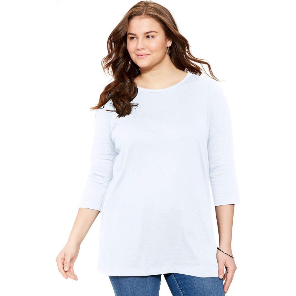 image:imageWoman Within Plus Size Perfect ThreeQuarterSleeve Scoopneck TunicWhite
