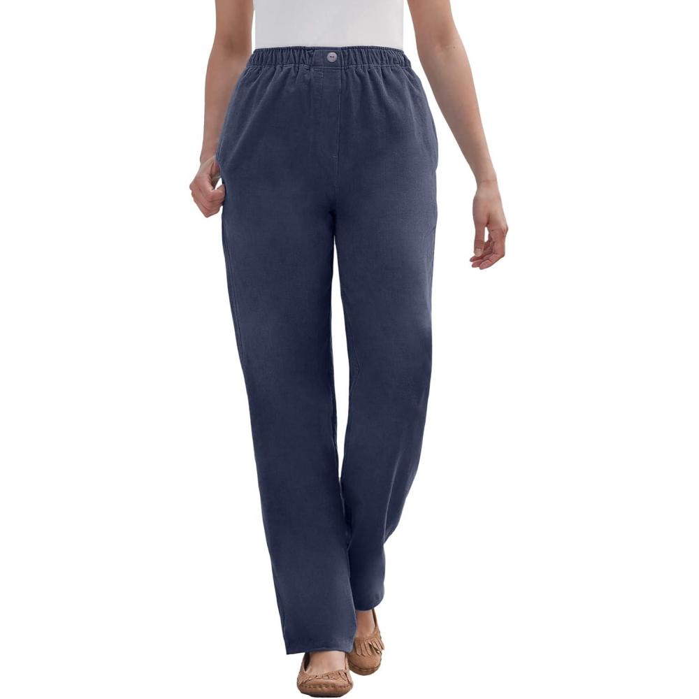 image:imageWoman Within Plus Size Petite 7Day Corduroy StraightLeg Pant  34 W Navy