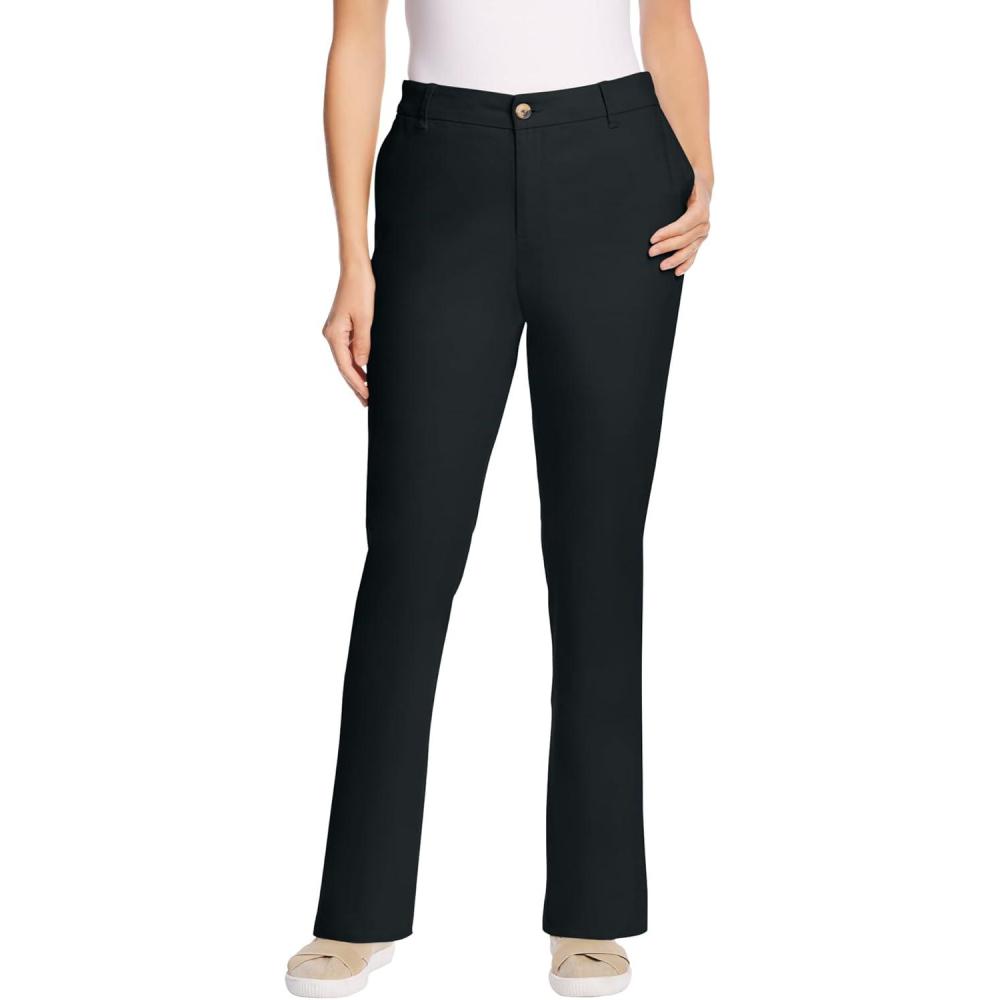image:imageWoman Within Plus Size Petite Adjustable Waist StraightLeg ChinoBlack