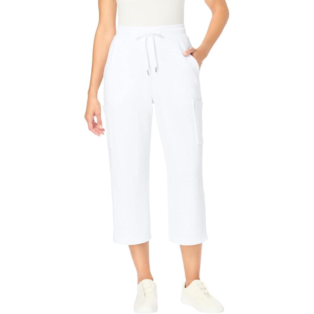 image:imageWoman Within Plus Size Petite Knit Cargo CapriWhite