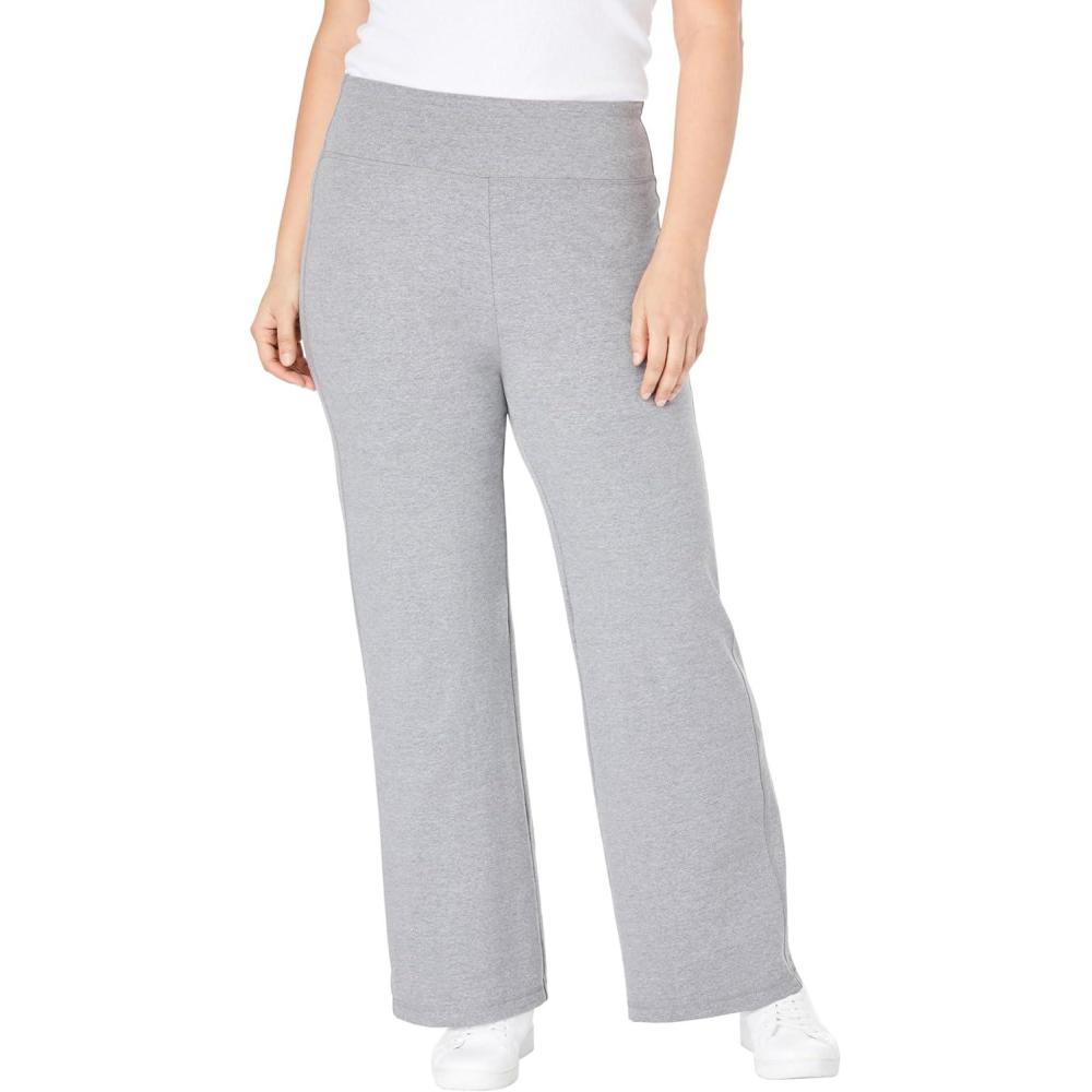 image:imageWoman Within Plus Size Petite StretchCotton Knit PullOn WideLeg LeggingsMedium Heather Grey