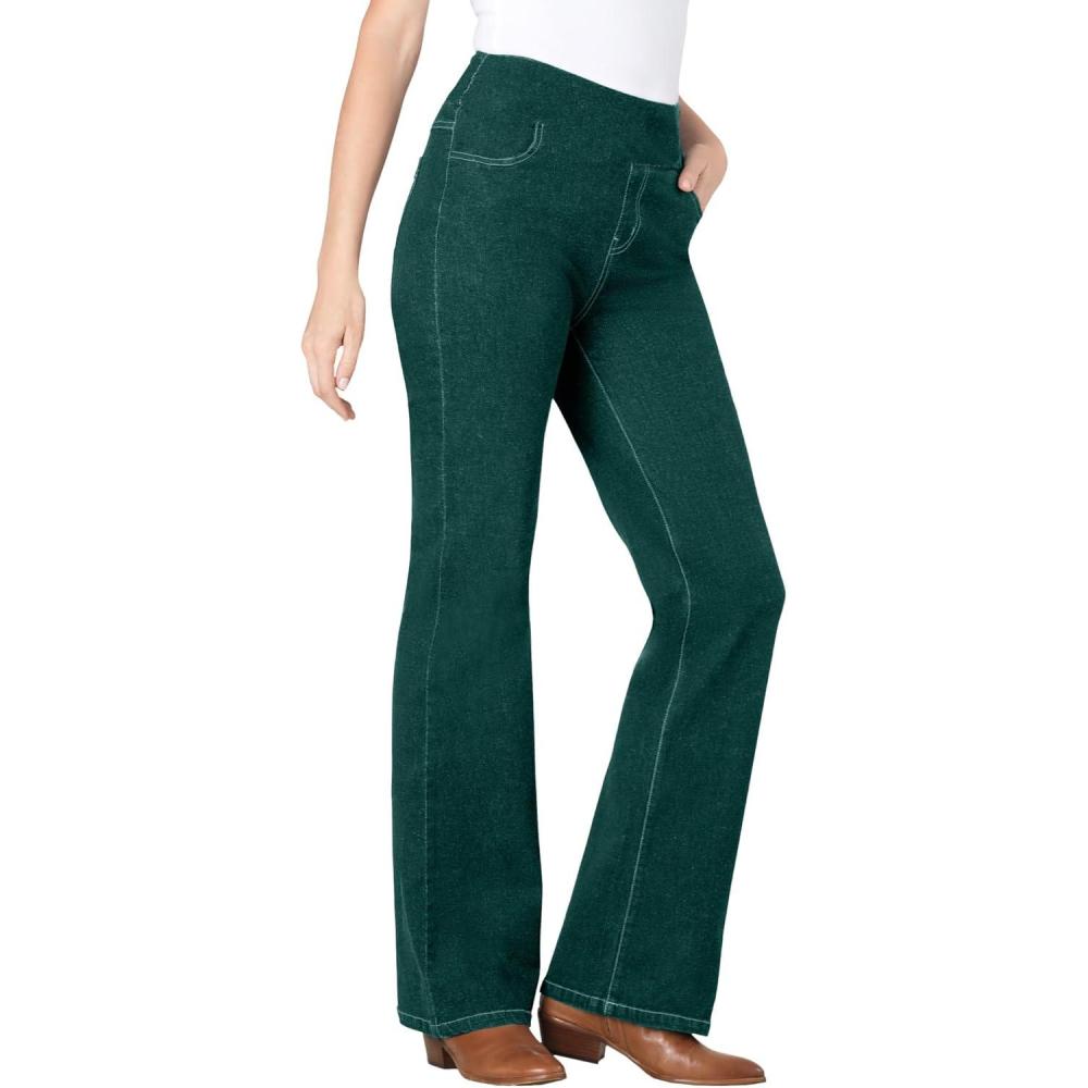 image:imageWoman Within Plus Size PullOn Bootcut GapFree Stretch Denim JeansEmerald Green