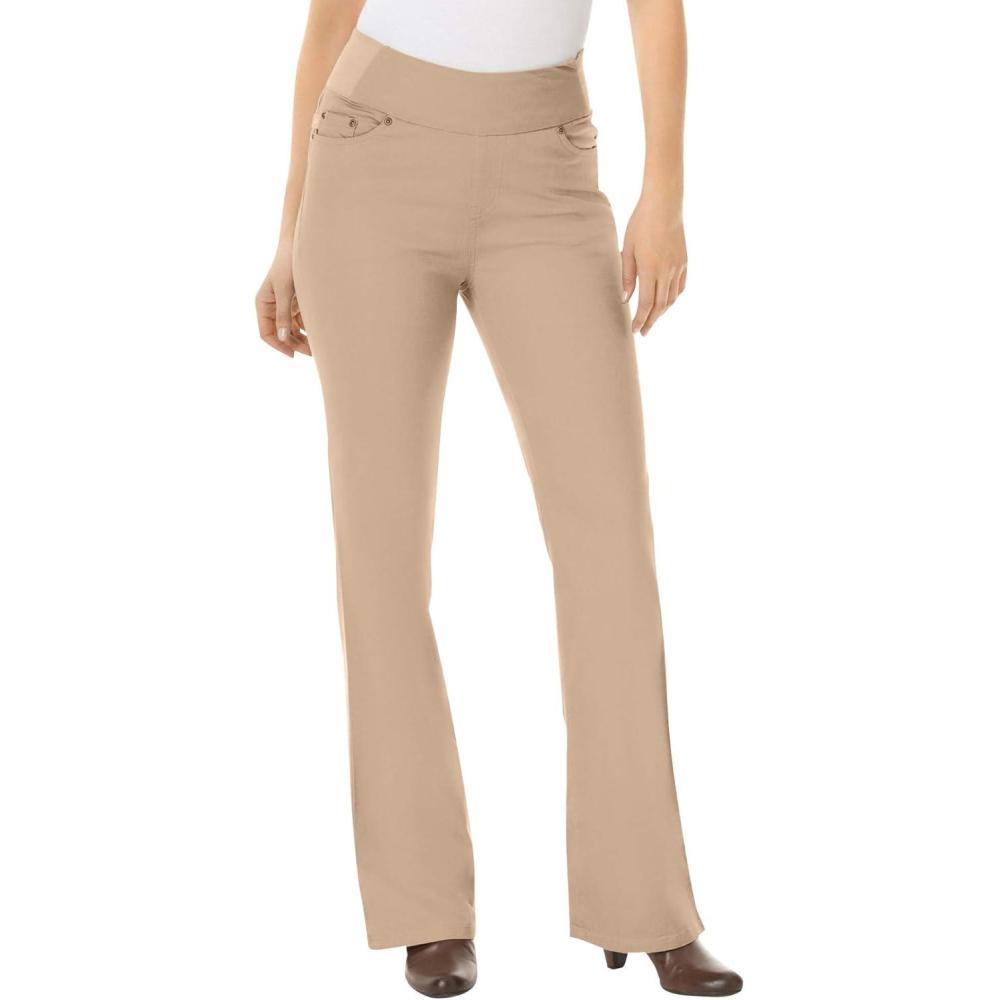 image:imageWoman Within Plus Size PullOn Bootcut GapFree Stretch Denim JeansNew Khaki