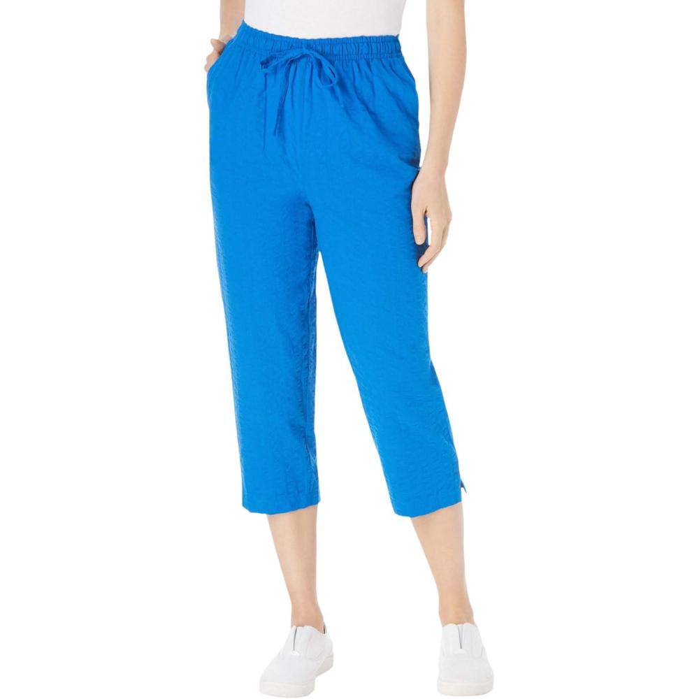 image:imageWoman Within Plus Size Seersucker PullOn ElasticWaist Capri PantsBright Cobalt