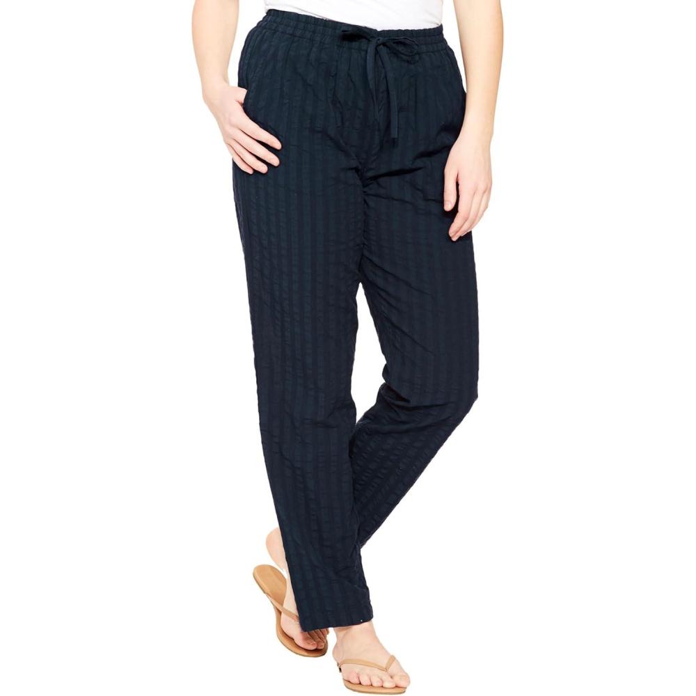image:imageWoman Within Plus Size Seersucker PullOn ElasticWaist PantsNavy