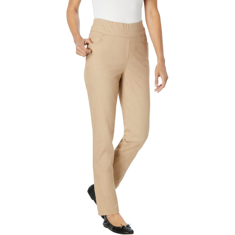 image:imageWoman Within Plus Size SlimLeg PullOn GapFree StretchDenim JeansNew Khaki
