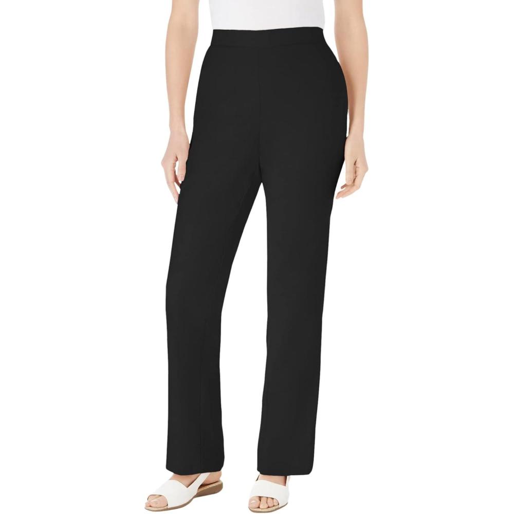 image:imageWoman Within Plus Size Straight Leg Linen PantBlack