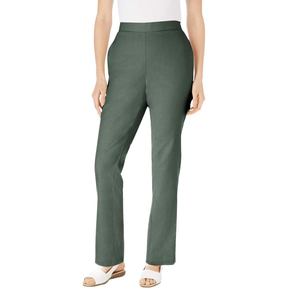 image:imageWoman Within Plus Size Straight Leg Linen PantPine