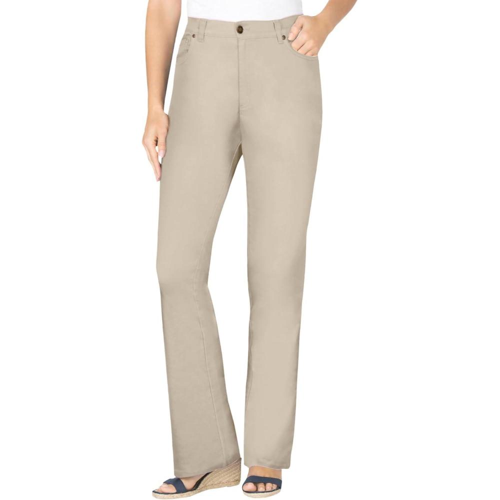 image:imageWoman Within Plus Size Stretch Denim FivePocket Bootcut JeansNatural Khaki