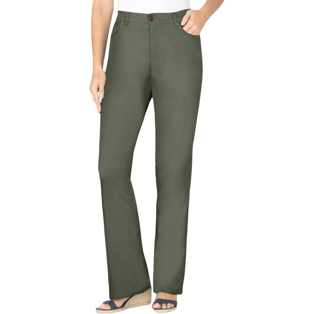 image:imageWoman Within Plus Size Stretch Denim FivePocket Bootcut JeansOlive Green