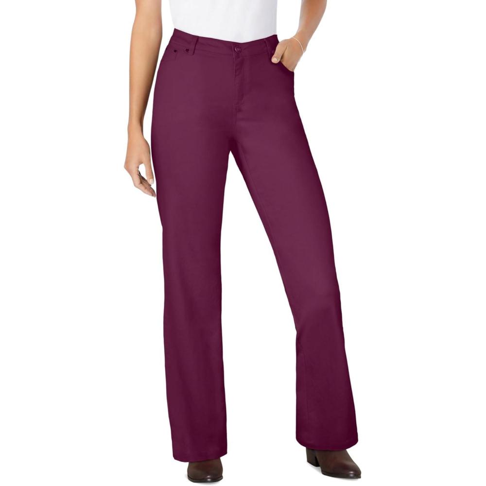image:imageWoman Within Plus Size Stretch Denim WideLeg FivePocket JeansDeep Claret