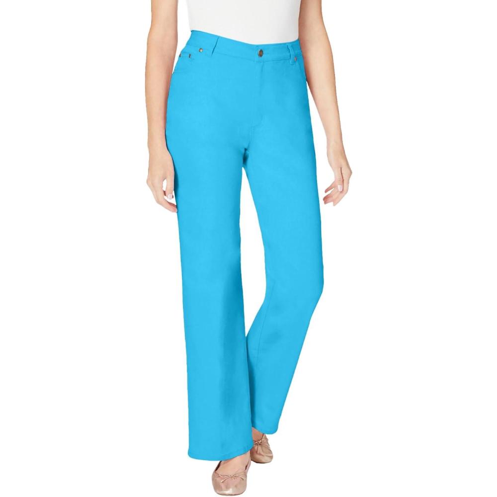 image:imageWoman Within Plus Size Stretch Denim WideLeg FivePocket JeansParadise Blue