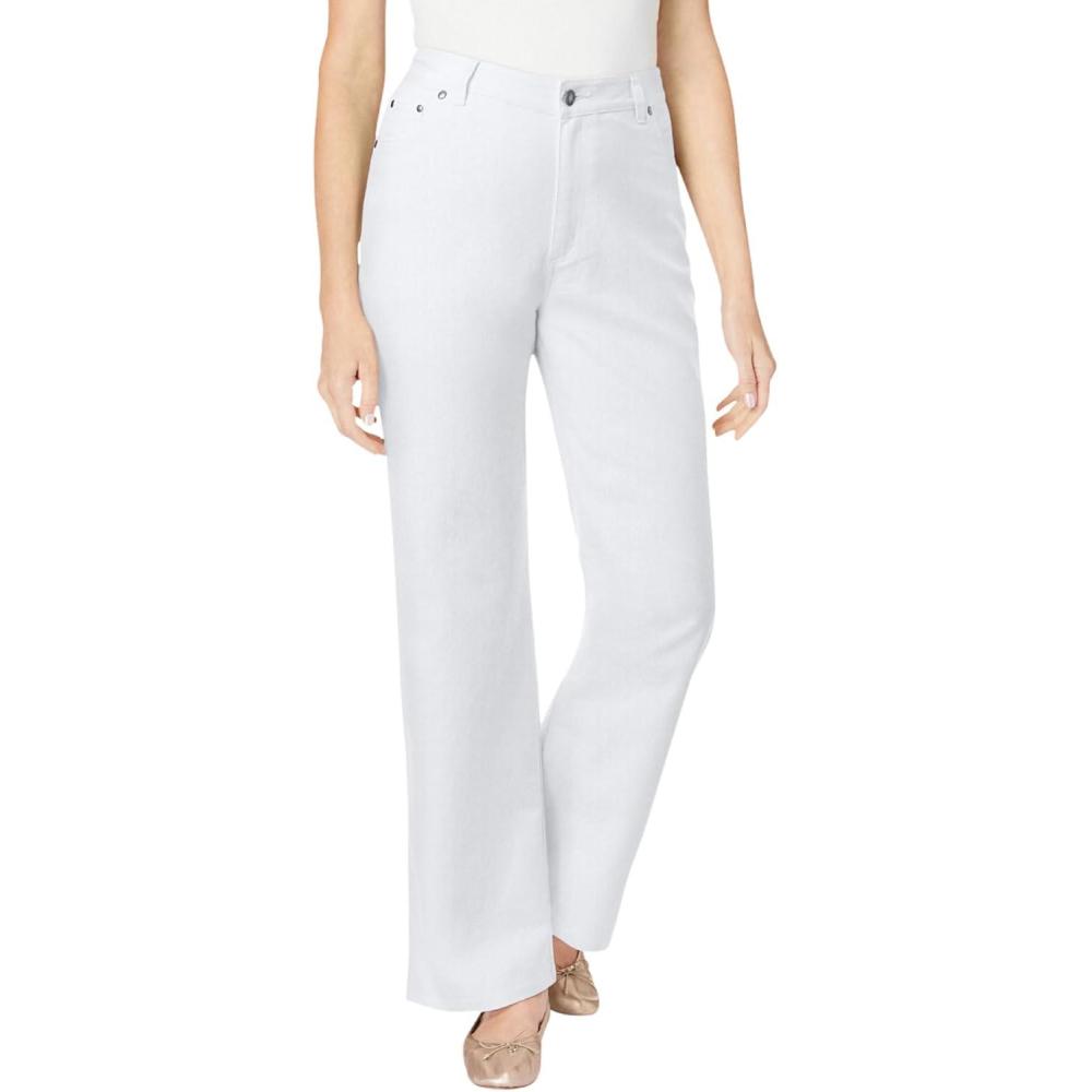 image:imageWoman Within Plus Size Stretch Denim WideLeg FivePocket JeansWhite