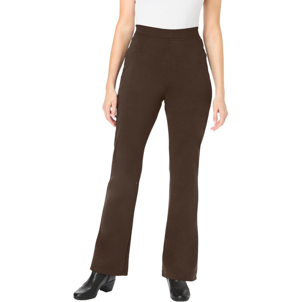image:imageWoman Within Plus Size Stretch Ponte Knit PullOn Bootcut PantsPocket Chocolate