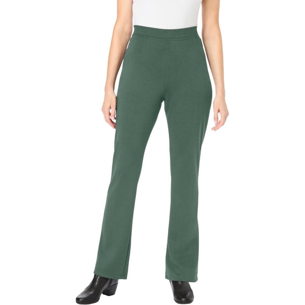 image:imageWoman Within Plus Size Stretch Ponte Knit PullOn Bootcut PantsPocket Pine