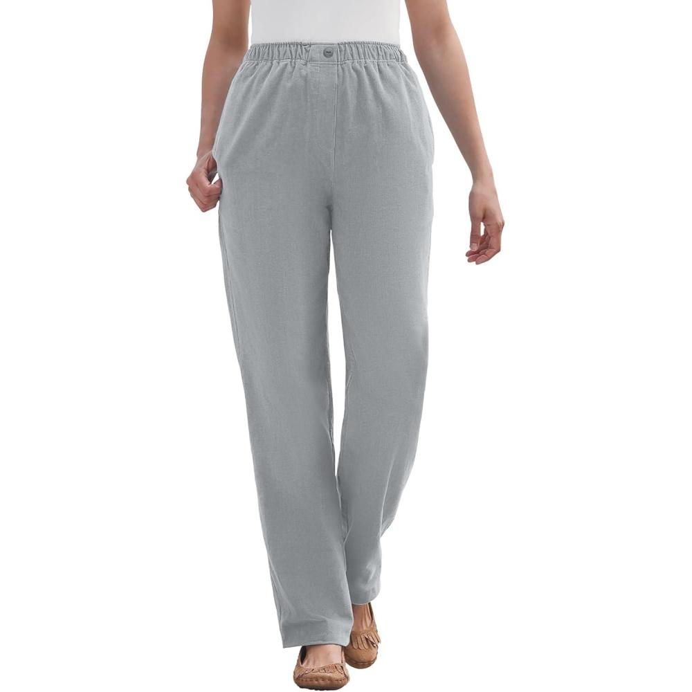image:imageWoman Within Plus Size Tall 7Day Corduroy StraightLeg PantGunmetal