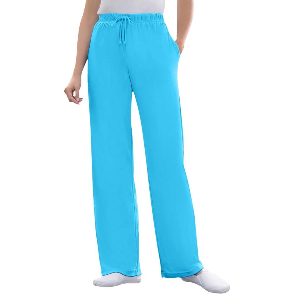 image:imageWoman Within Plus Size Tall Sport Knit StraightLeg PullOn PantsParadise Blue