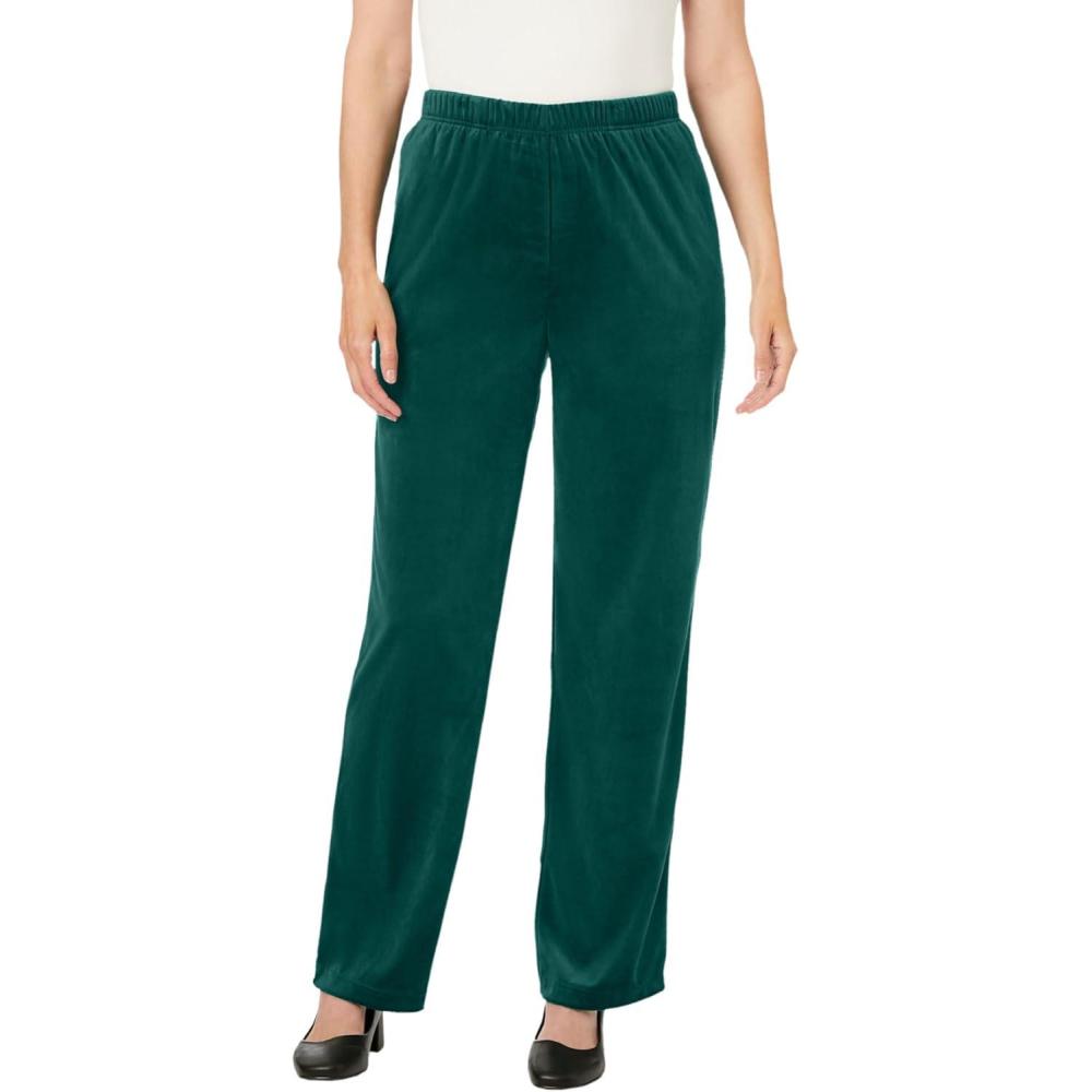 image:imageWoman Within Plus Size WideLeg Velour PantEmerald Green