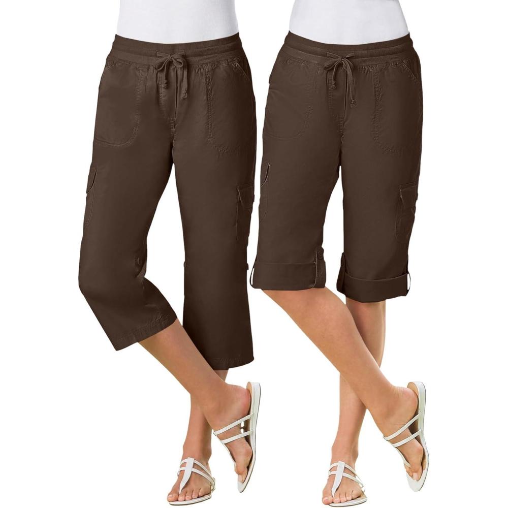 image:imageWoman Within Womens Convertible Length Cargo CapriBermuda PantsChocolate