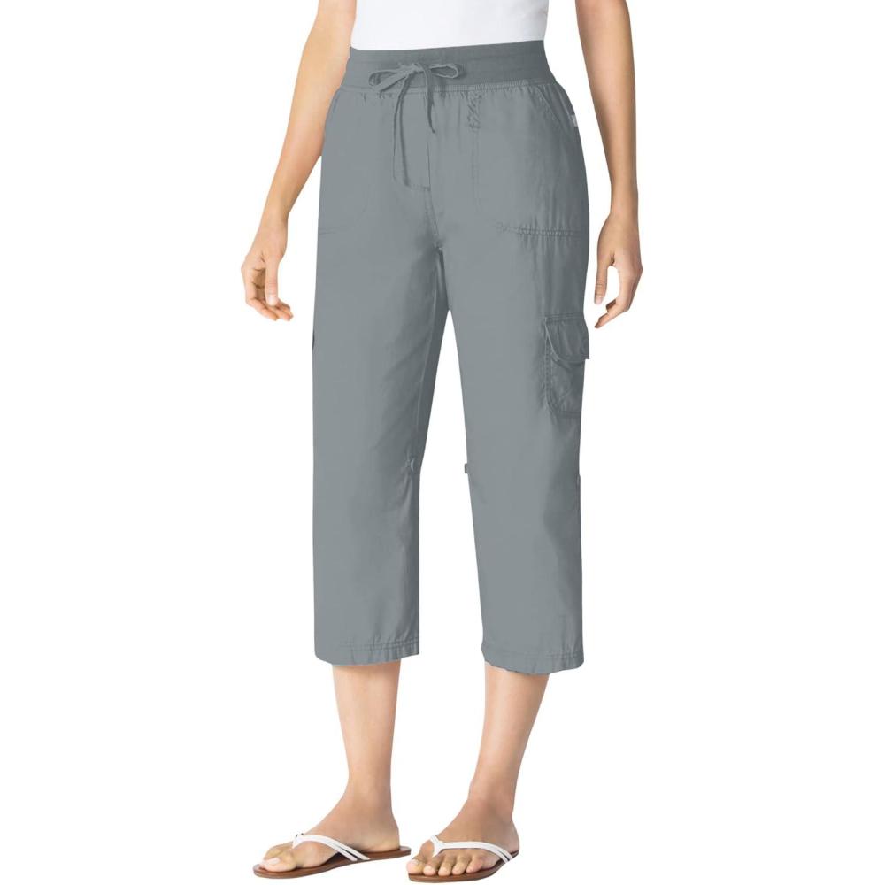 image:imageWoman Within Womens Convertible Length Cargo CapriBermuda PantsGunmetal
