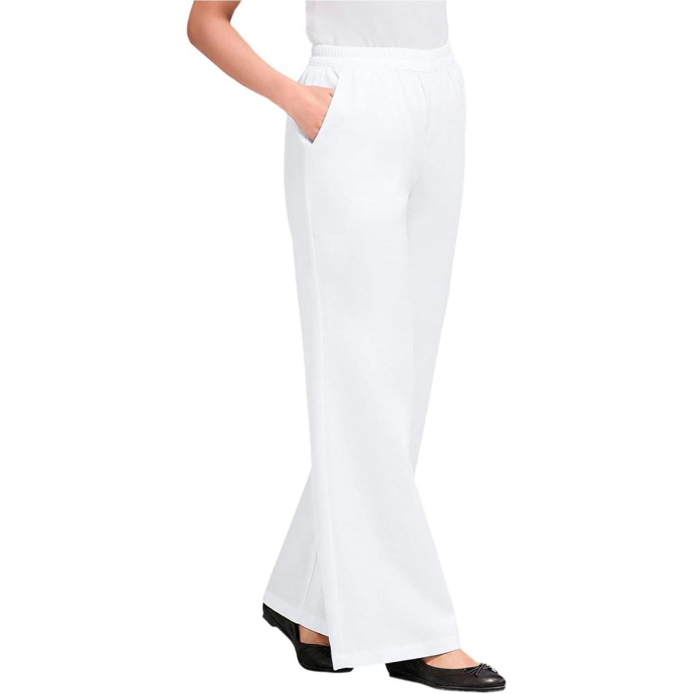 image:imageWoman Within Womens Plus Size Petite WideLeg PullOn Denim JeansWhite
