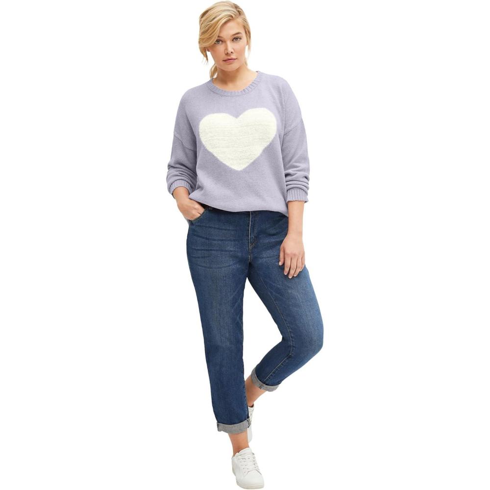 image:imageellos Comfortable Womens Plus Size Boyfriend Jeans Stretch Denim MidRiseMedium Blue Sanded